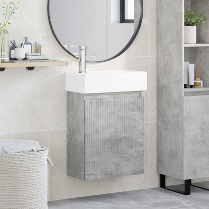 vidaXL Bathroom Vanity Unit with Tap Concrete Grey 45.5 x 22.5 x 84 cm