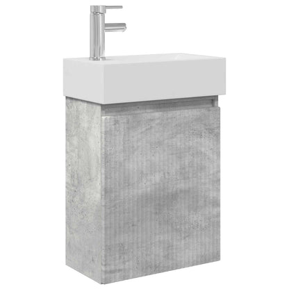 vidaXL Bathroom Vanity Unit with Tap Concrete Grey 45.5 x 22.5 x 84 cm