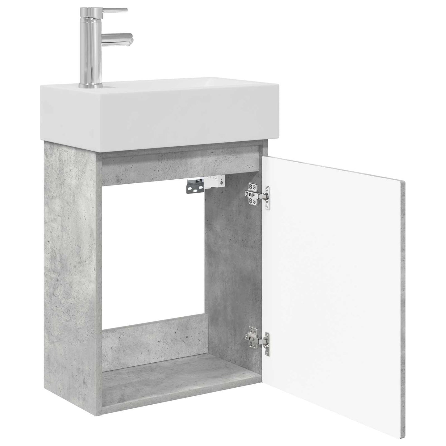 vidaXL Bathroom Vanity Unit with Tap Concrete Grey 45.5 x 22.5 x 84 cm