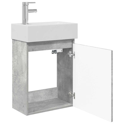 vidaXL Bathroom Vanity Unit with Tap Concrete Grey 45.5 x 22.5 x 84 cm