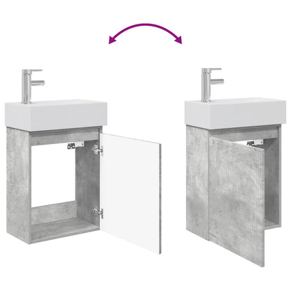 vidaXL Bathroom Vanity Unit with Tap Concrete Grey 45.5 x 22.5 x 84 cm