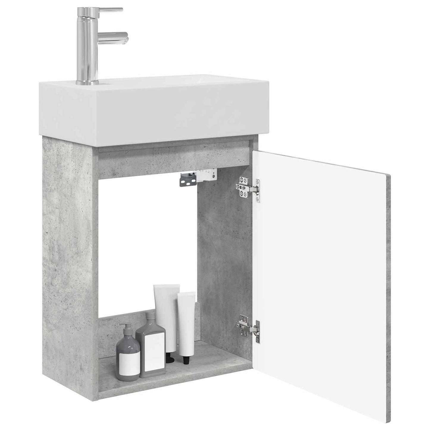 vidaXL Bathroom Vanity Unit with Tap Concrete Grey 45.5 x 22.5 x 84 cm