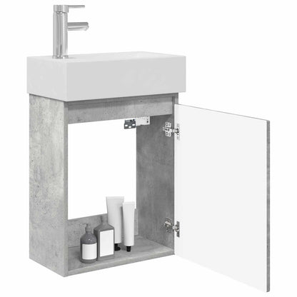vidaXL Bathroom Vanity Unit with Tap Concrete Grey 45.5 x 22.5 x 84 cm