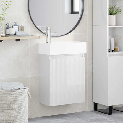 vidaXL Bathroom Vanity Unit with Tap High Gloss White