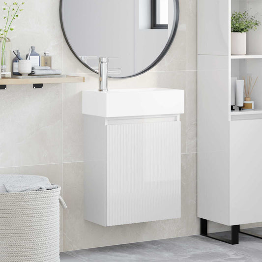 vidaXL Bathroom Vanity Unit with Tap High Gloss White