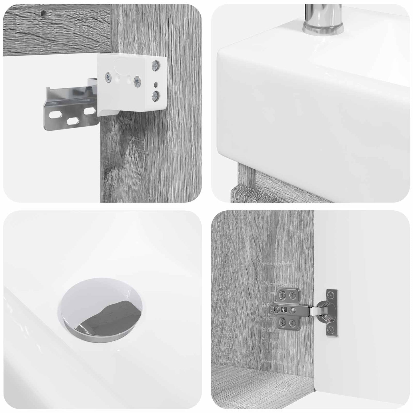 vidaXL Bathroom Vanity Unit with Tap Grey Sonoma 45.5 x 22.5 x 84 cm