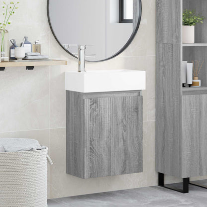 vidaXL Bathroom Vanity Unit with Tap Grey Sonoma 45.5 x 22.5 x 84 cm