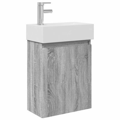 vidaXL Bathroom Vanity Unit with Tap Grey Sonoma 45.5 x 22.5 x 84 cm