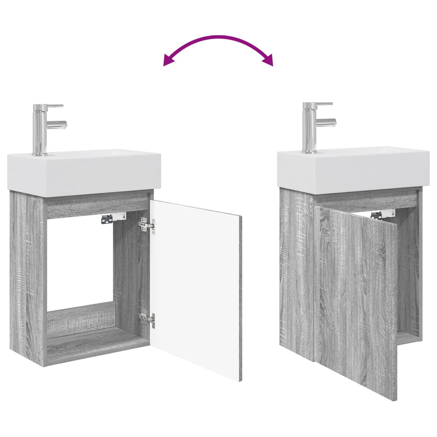 vidaXL Bathroom Vanity Unit with Tap Grey Sonoma 45.5 x 22.5 x 84 cm