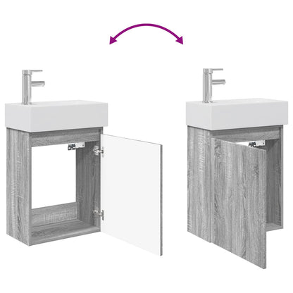 vidaXL Bathroom Vanity Unit with Tap Grey Sonoma 45.5 x 22.5 x 84 cm