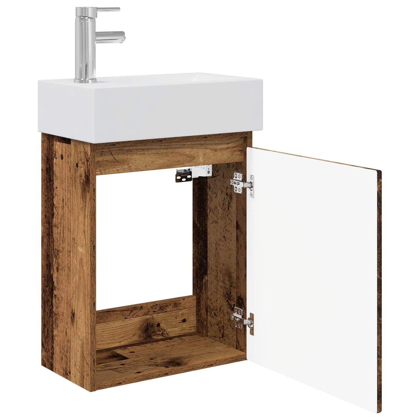 vidaXL Bathroom Vanity Unit with Tap Old Wood 45.5 x 22.5 x 84 cm