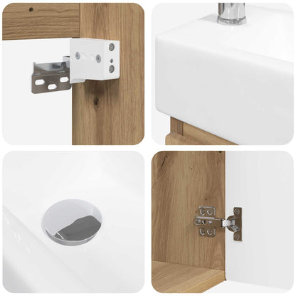 vidaXL Bathroom Vanity Unit with Tap Artisan Oak 45.5 x 22.5 x 84 cm