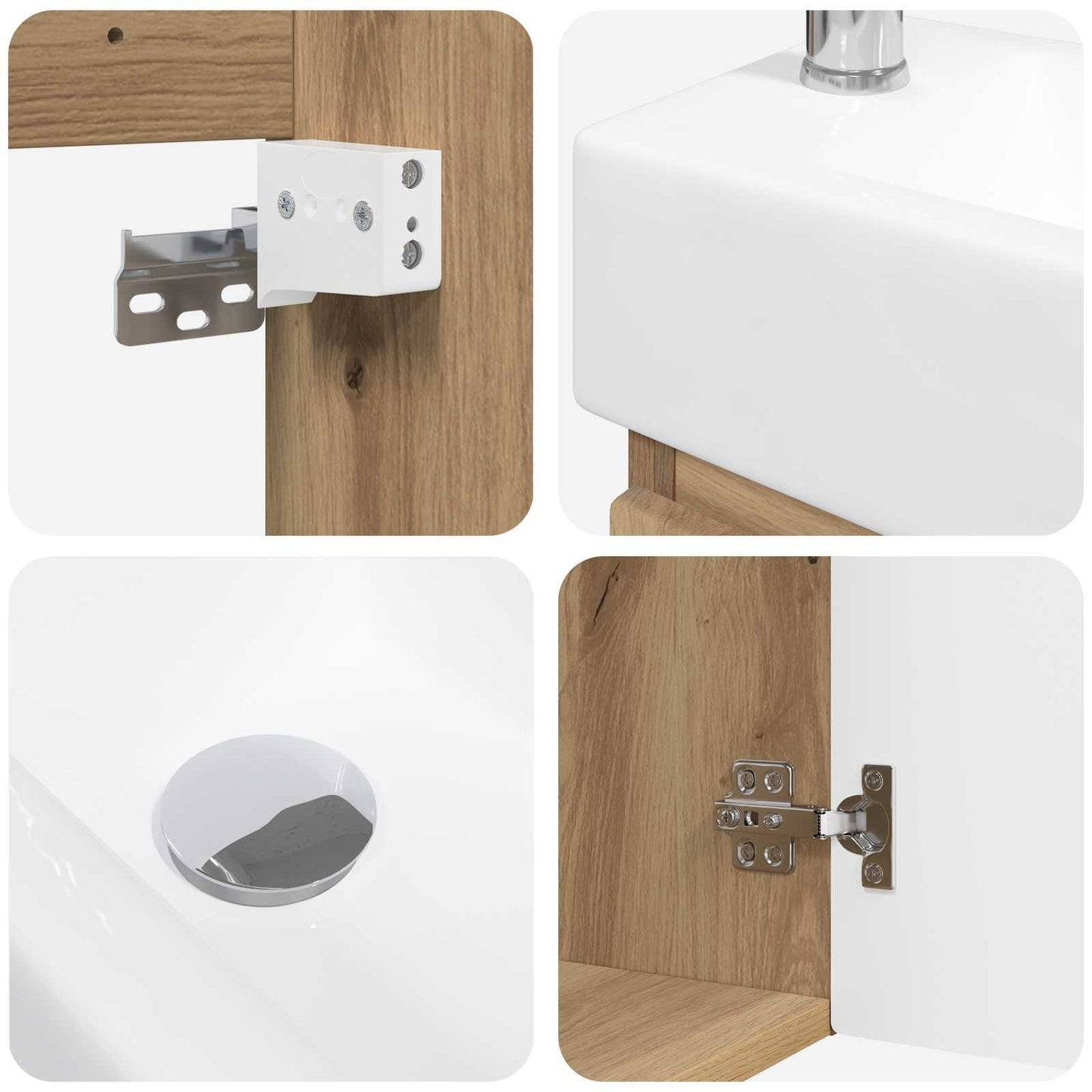 vidaXL Bathroom Vanity Unit with Tap Artisan Oak 45.5 x 22.5 x 84 cm