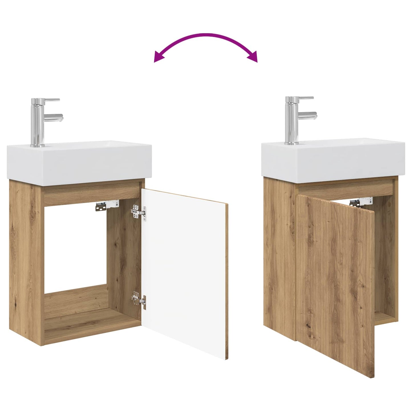 vidaXL Bathroom Vanity Unit with Tap Artisan Oak 45.5 x 22.5 x 84 cm