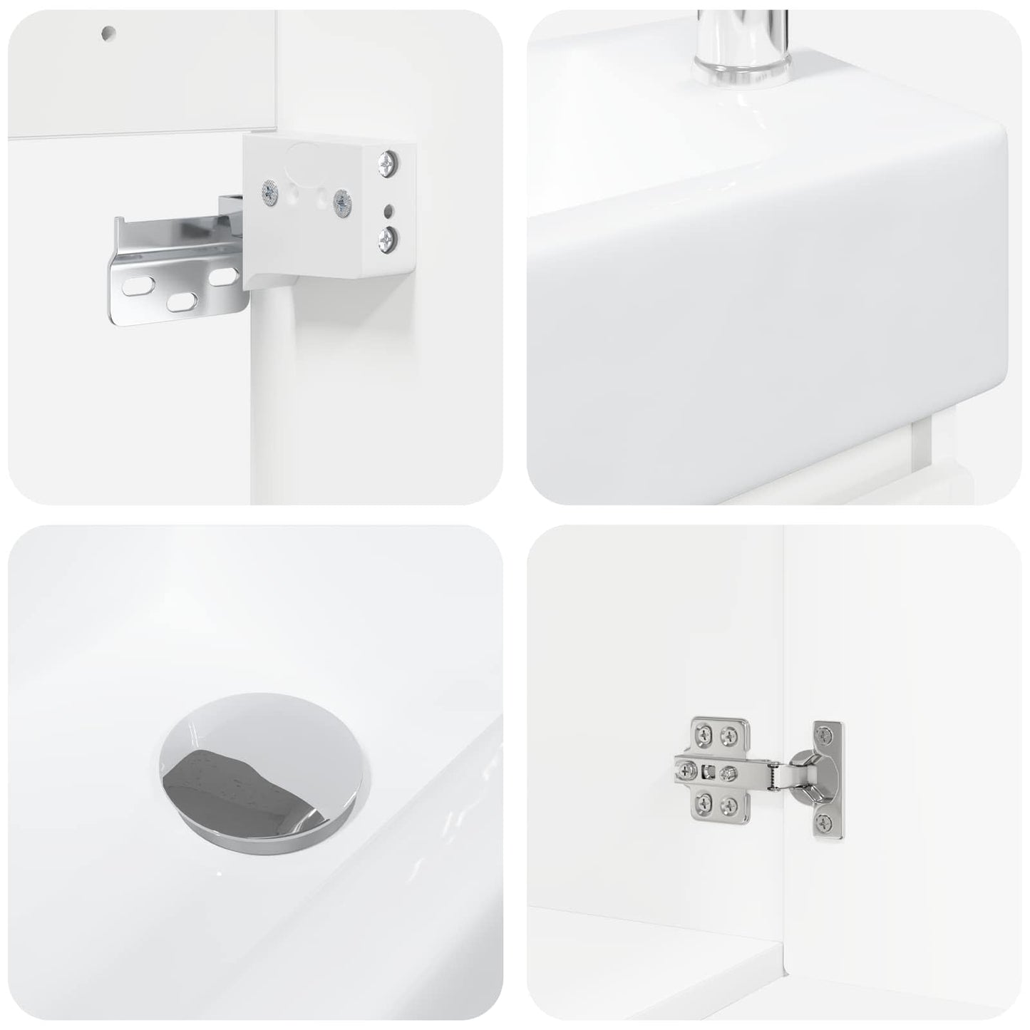 vidaXL Bathroom Vanity Unit with Tap White 45.5 x 22.5 x 84 cm