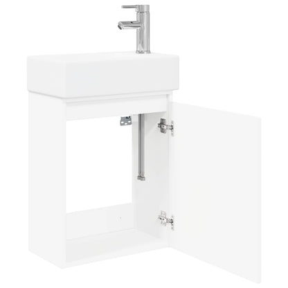 vidaXL Bathroom Vanity Unit with Tap White 45.5 x 22.5 x 84 cm
