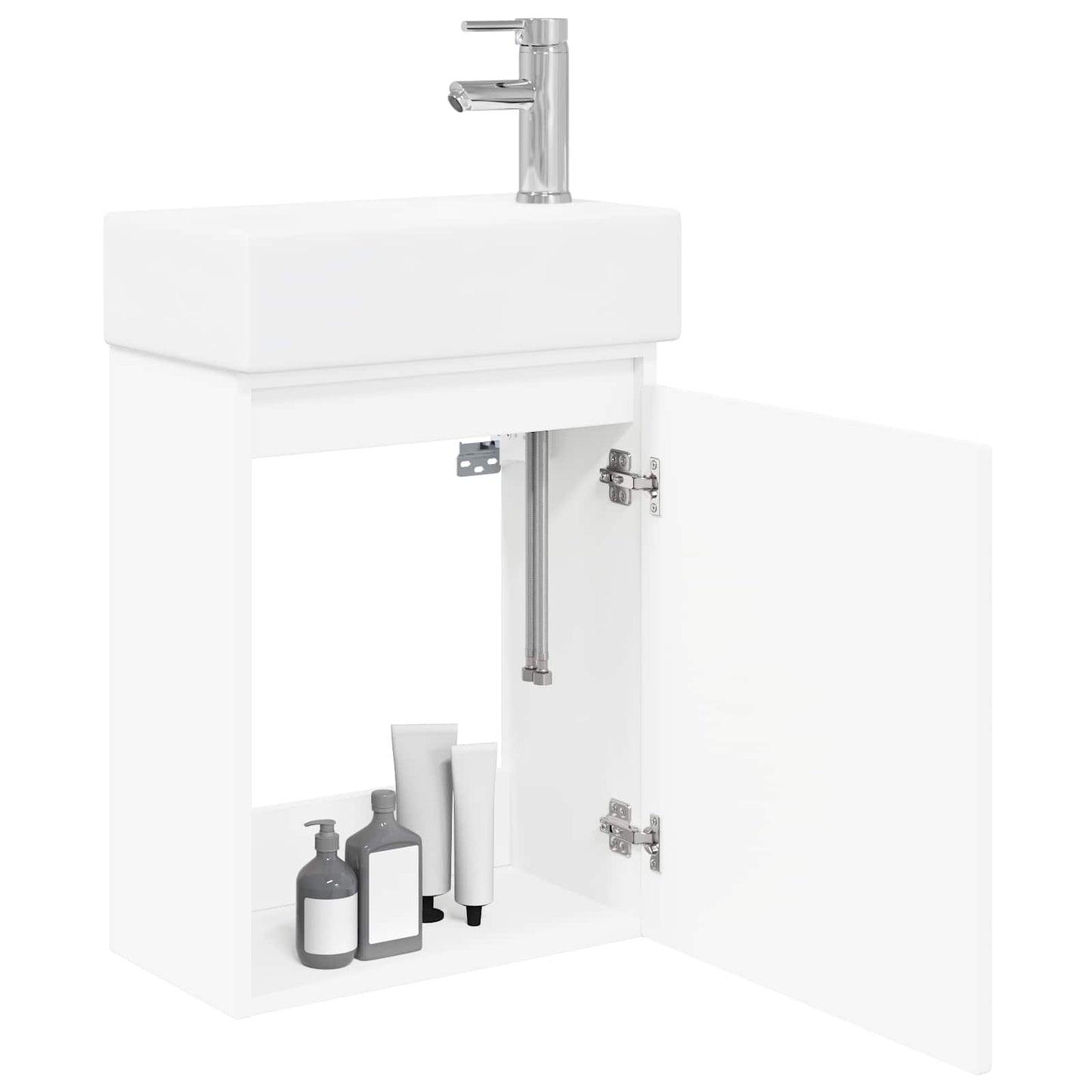 vidaXL Bathroom Vanity Unit with Tap White 45.5 x 22.5 x 84 cm