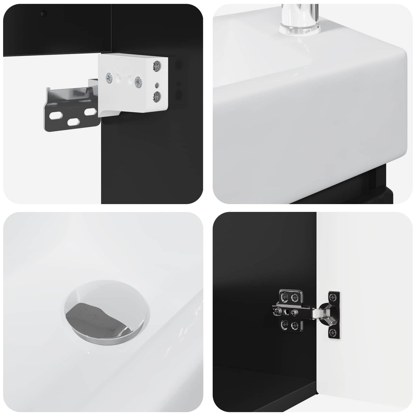 vidaXL Bathroom Vanity Unit with Tap Black 45.5 x 22.5 x 84 cm
