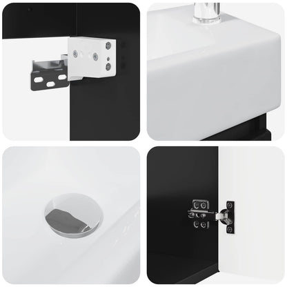 vidaXL Bathroom Vanity Unit with Tap Black 45.5 x 22.5 x 84 cm