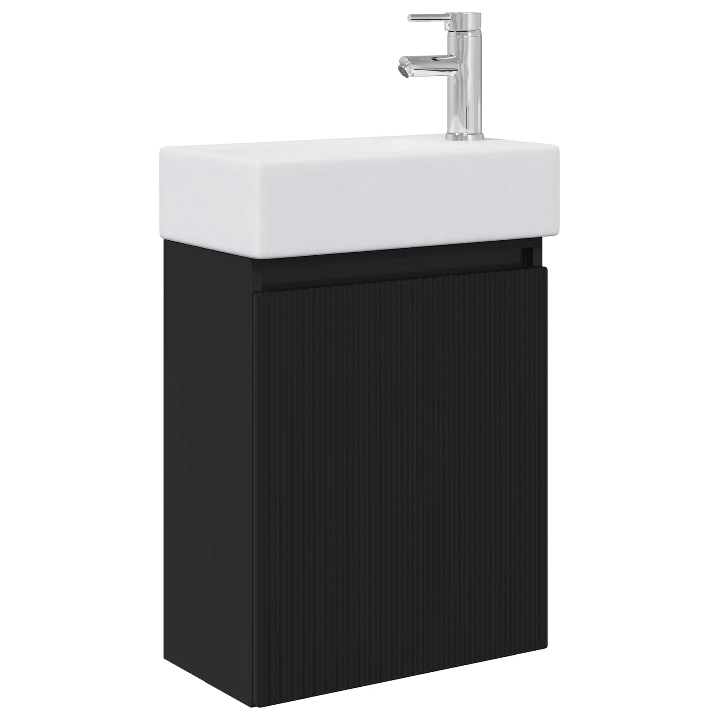 vidaXL Bathroom Vanity Unit with Tap Black 45.5 x 22.5 x 84 cm