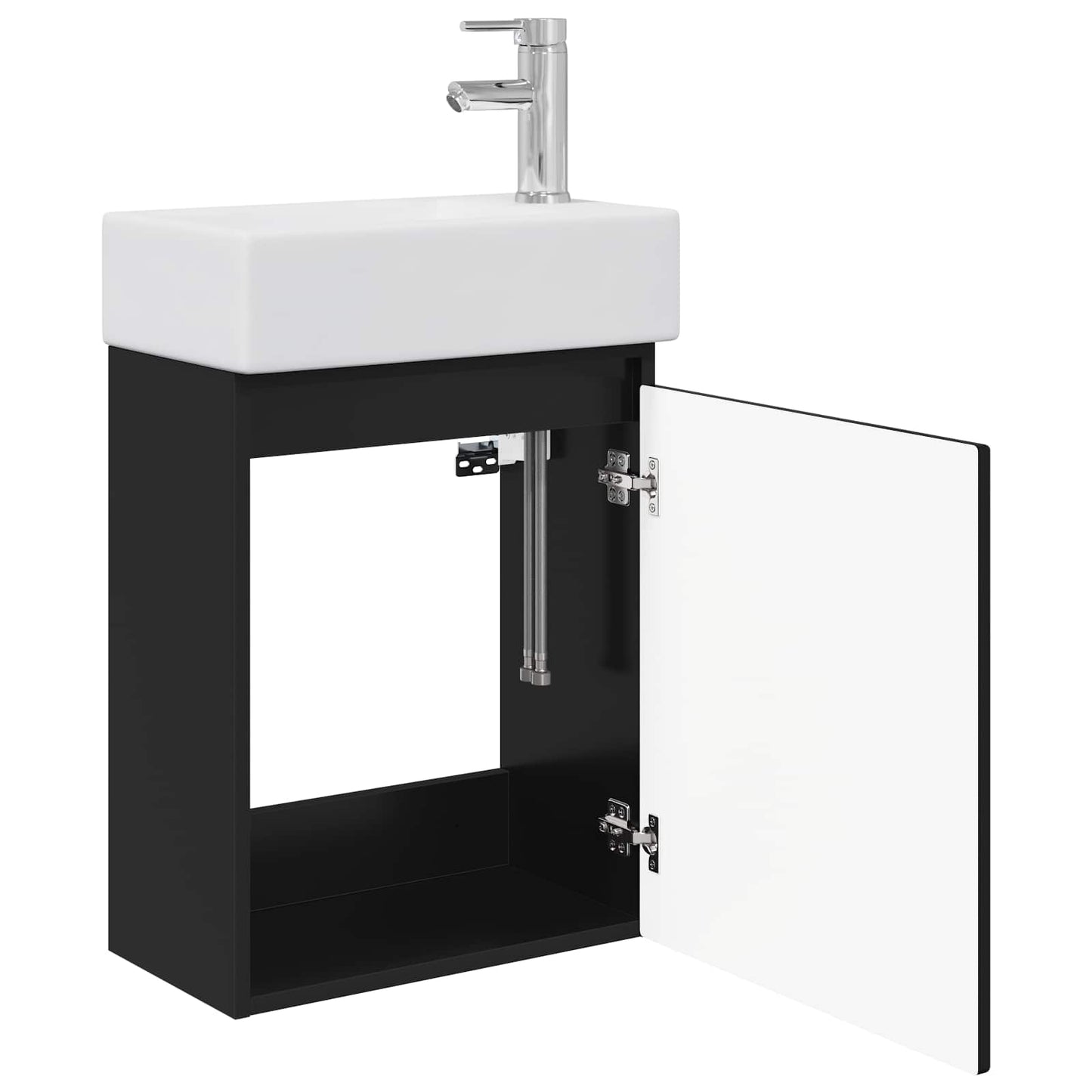 vidaXL Bathroom Vanity Unit with Tap Black 45.5 x 22.5 x 84 cm