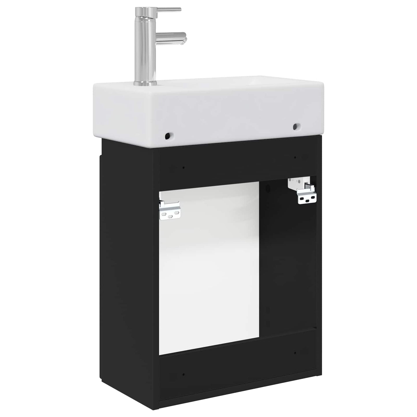 vidaXL Bathroom Vanity Unit with Tap Black 45.5 x 22.5 x 84 cm