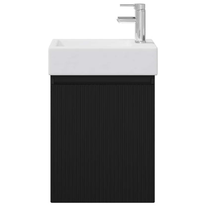 vidaXL Bathroom Vanity Unit with Tap Black 45.5 x 22.5 x 84 cm