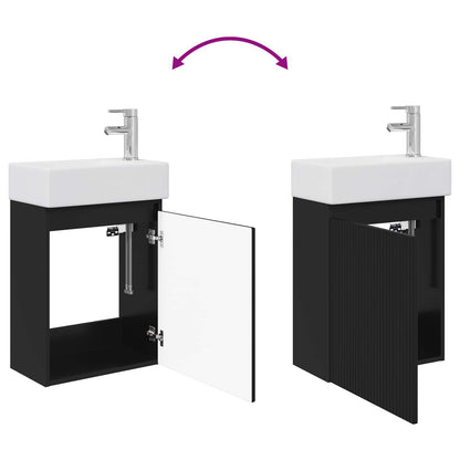 vidaXL Bathroom Vanity Unit with Tap Black 45.5 x 22.5 x 84 cm