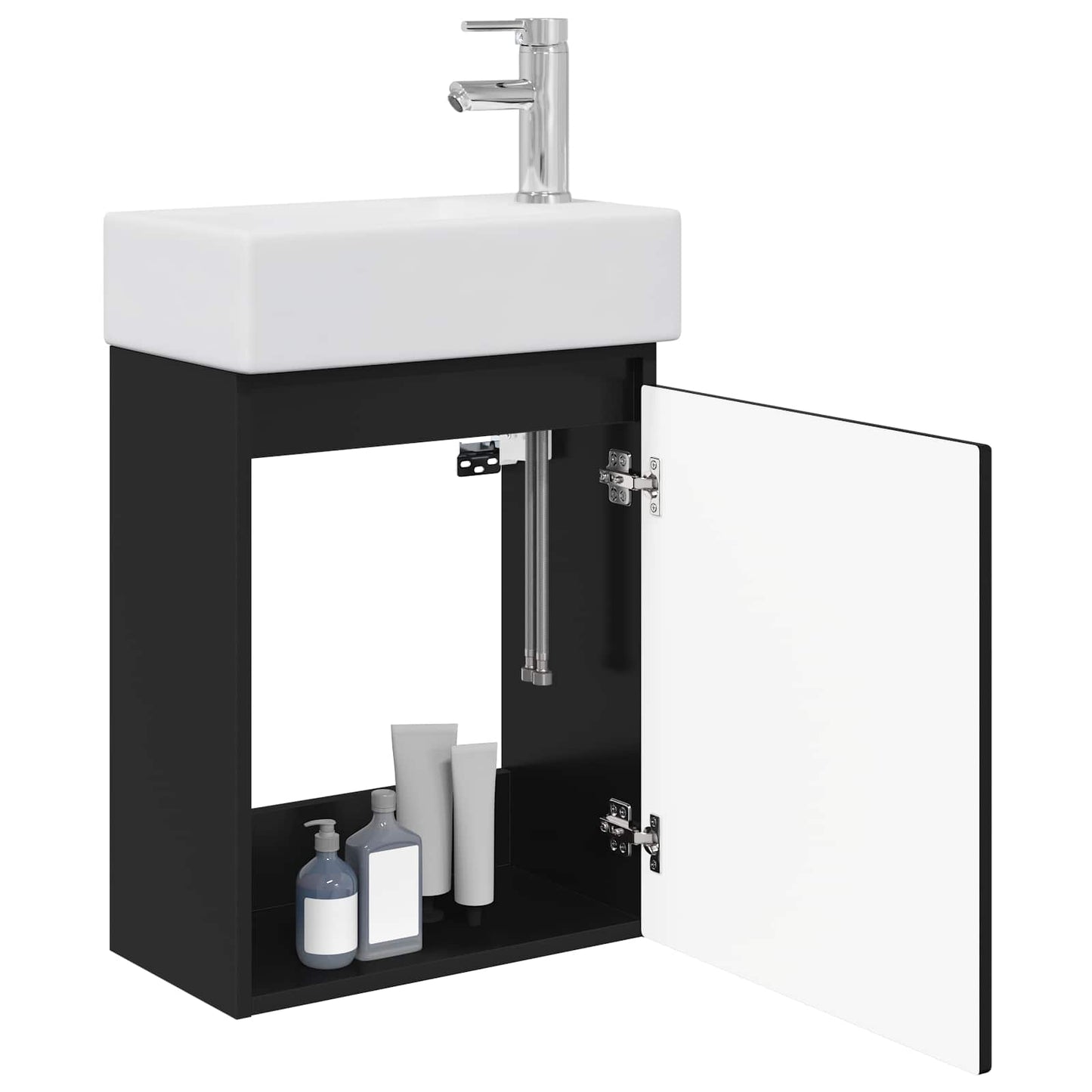 vidaXL Bathroom Vanity Unit with Tap Black 45.5 x 22.5 x 84 cm
