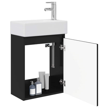 vidaXL Bathroom Vanity Unit with Tap Black 45.5 x 22.5 x 84 cm