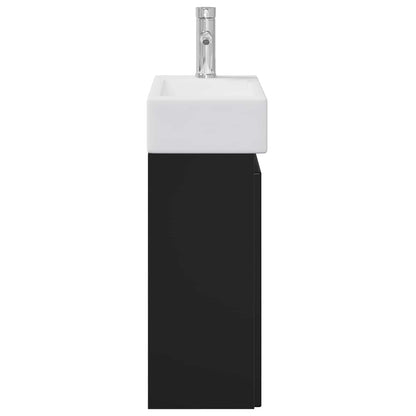 vidaXL Bathroom Vanity Unit with Tap Black 45.5 x 22.5 x 84 cm