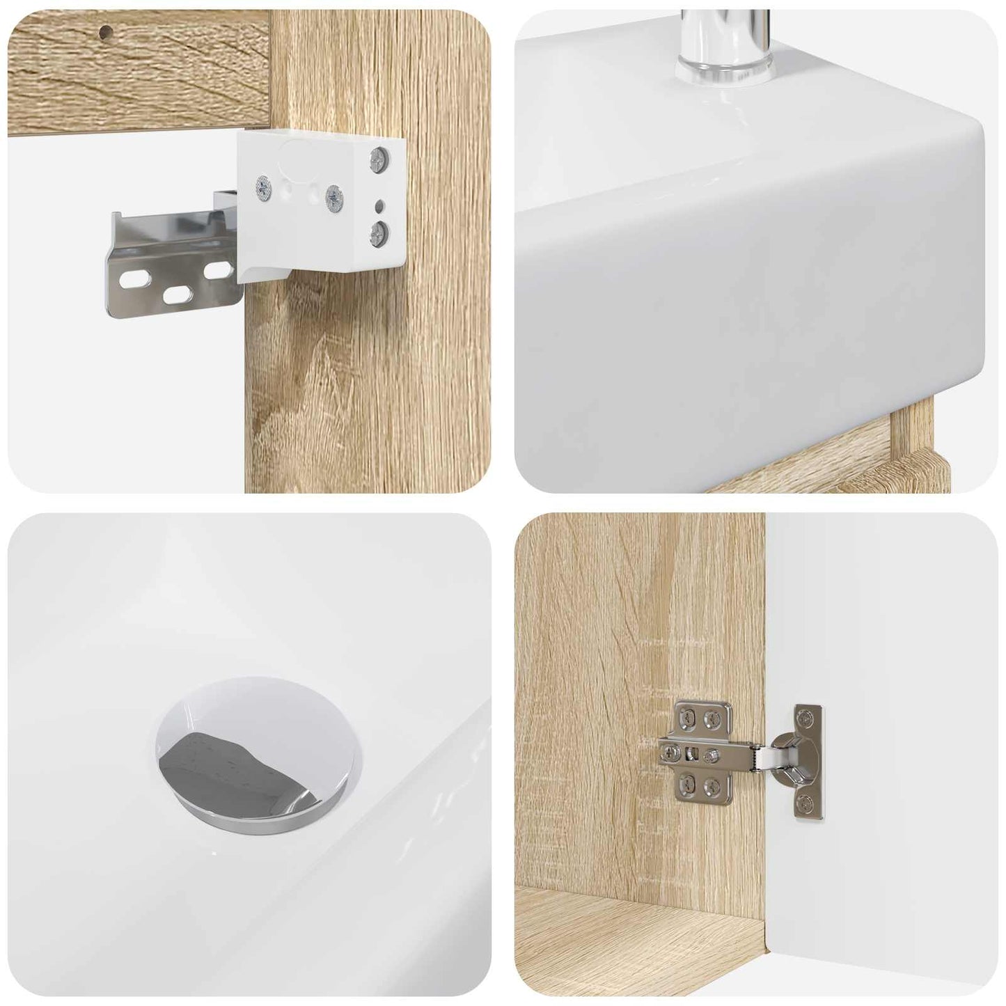 vidaXL Bathroom Vanity Unit with Tap Sonoma Oak 45.5 x 22.5 x 84 cm