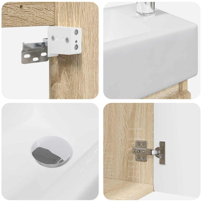 vidaXL Bathroom Vanity Unit with Tap Sonoma Oak 45.5 x 22.5 x 84 cm