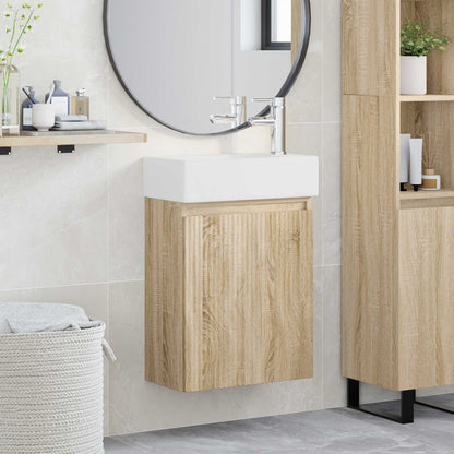 vidaXL Bathroom Vanity Unit with Tap Sonoma Oak 45.5 x 22.5 x 84 cm