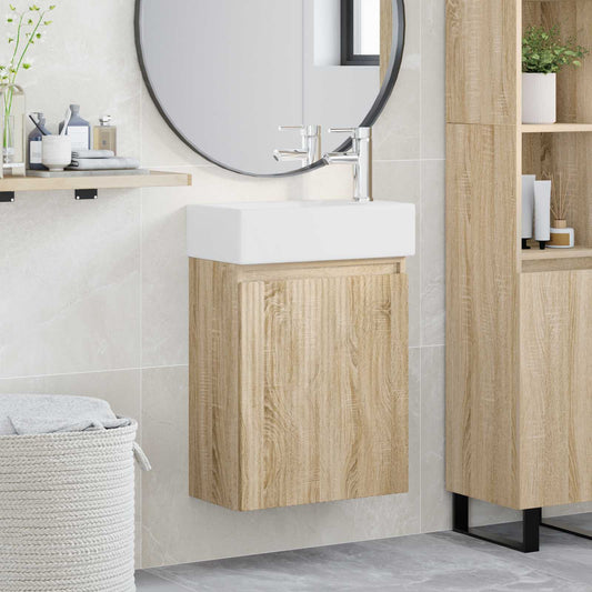 vidaXL Bathroom Vanity Unit with Tap Sonoma Oak 45.5 x 22.5 x 84 cm
