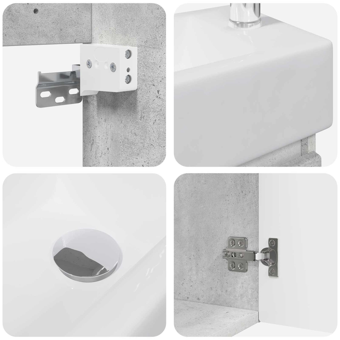 vidaXL Bathroom Vanity Unit with Tap Concrete Grey 45.5 x 22.5 x 84 cm
