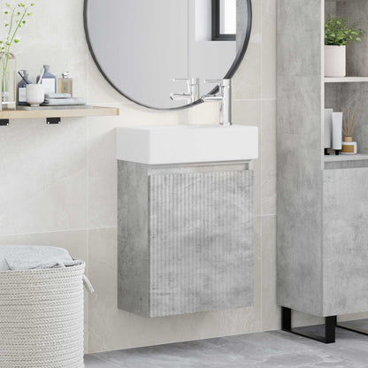 vidaXL Bathroom Vanity Unit with Tap Concrete Grey 45.5 x 22.5 x 84 cm