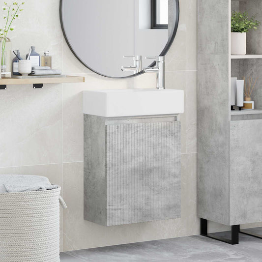 vidaXL Bathroom Vanity Unit with Tap Concrete Grey 45.5 x 22.5 x 84 cm