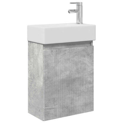 vidaXL Bathroom Vanity Unit with Tap Concrete Grey 45.5 x 22.5 x 84 cm