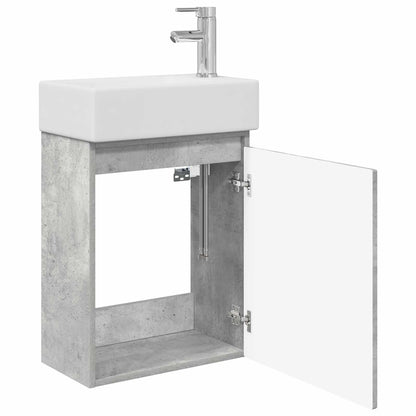 vidaXL Bathroom Vanity Unit with Tap Concrete Grey 45.5 x 22.5 x 84 cm