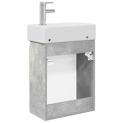 vidaXL Bathroom Vanity Unit with Tap Concrete Grey 45.5 x 22.5 x 84 cm