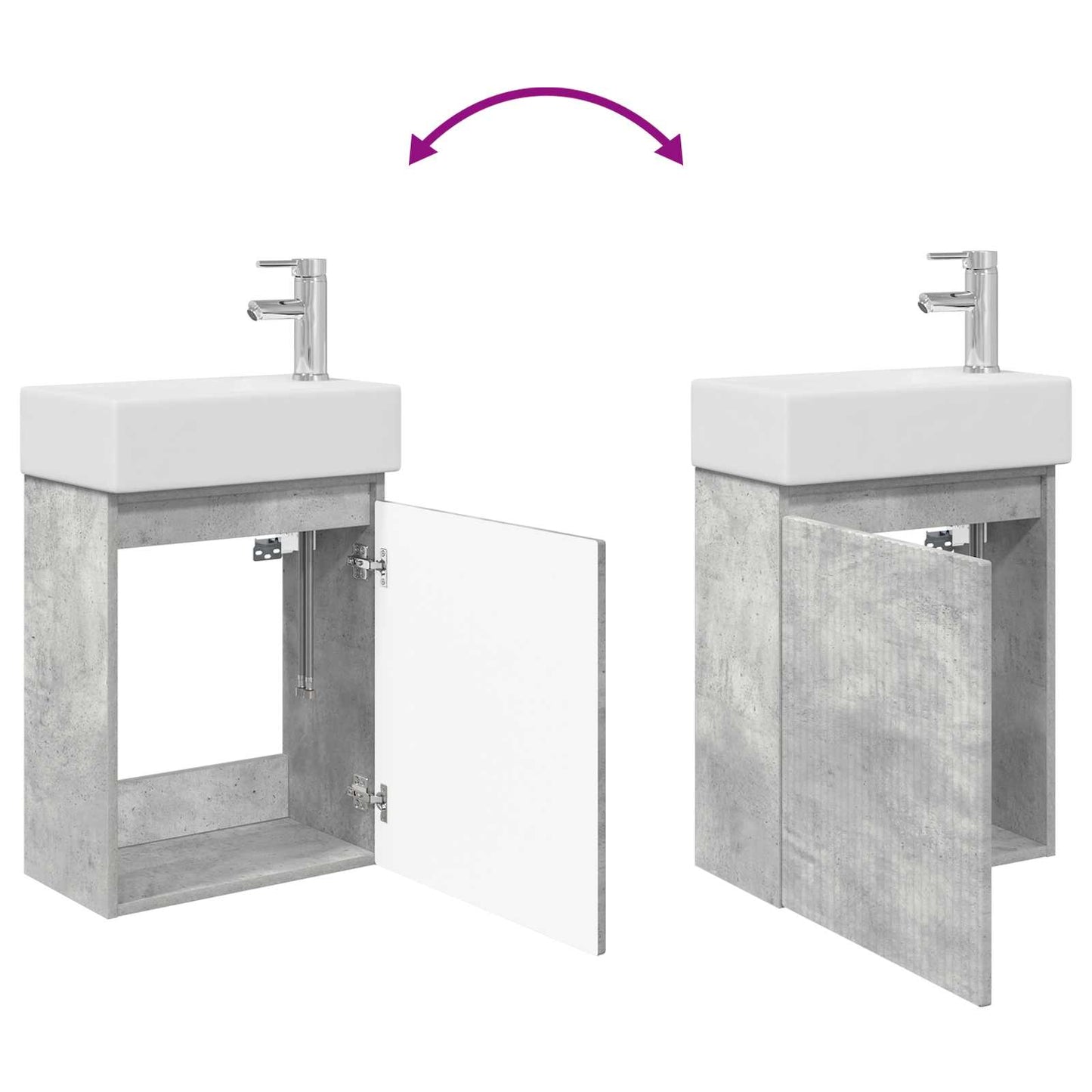 vidaXL Bathroom Vanity Unit with Tap Concrete Grey 45.5 x 22.5 x 84 cm