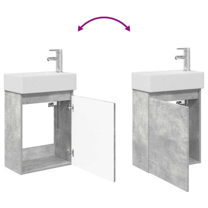 vidaXL Bathroom Vanity Unit with Tap Concrete Grey 45.5 x 22.5 x 84 cm