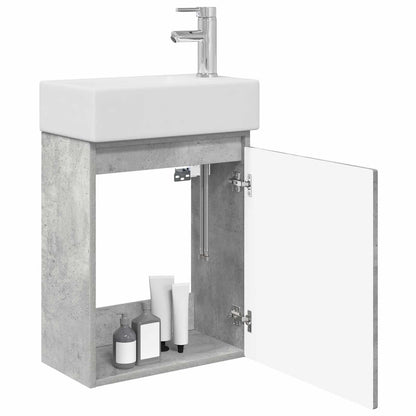 vidaXL Bathroom Vanity Unit with Tap Concrete Grey 45.5 x 22.5 x 84 cm