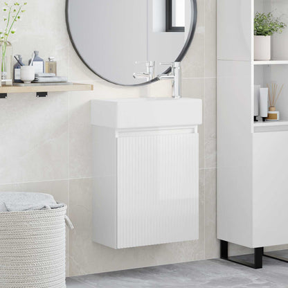 vidaXL Bathroom Vanity Unit with Tap High Gloss White