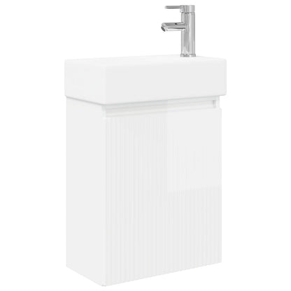 vidaXL Bathroom Vanity Unit with Tap High Gloss White