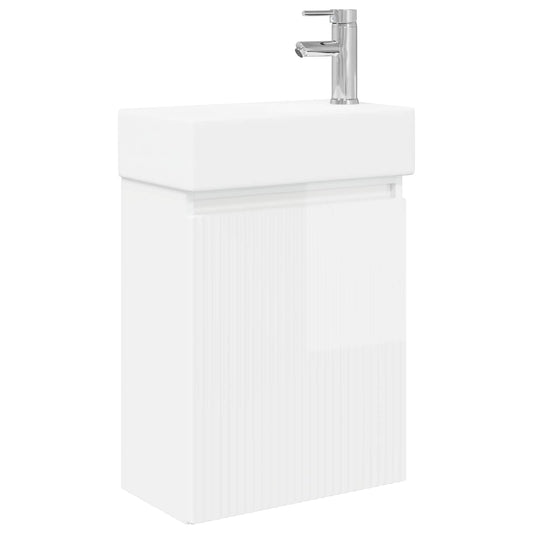 vidaXL Bathroom Vanity Unit with Tap High Gloss White