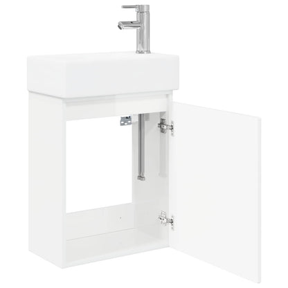 vidaXL Bathroom Vanity Unit with Tap High Gloss White