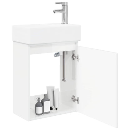 vidaXL Bathroom Vanity Unit with Tap High Gloss White
