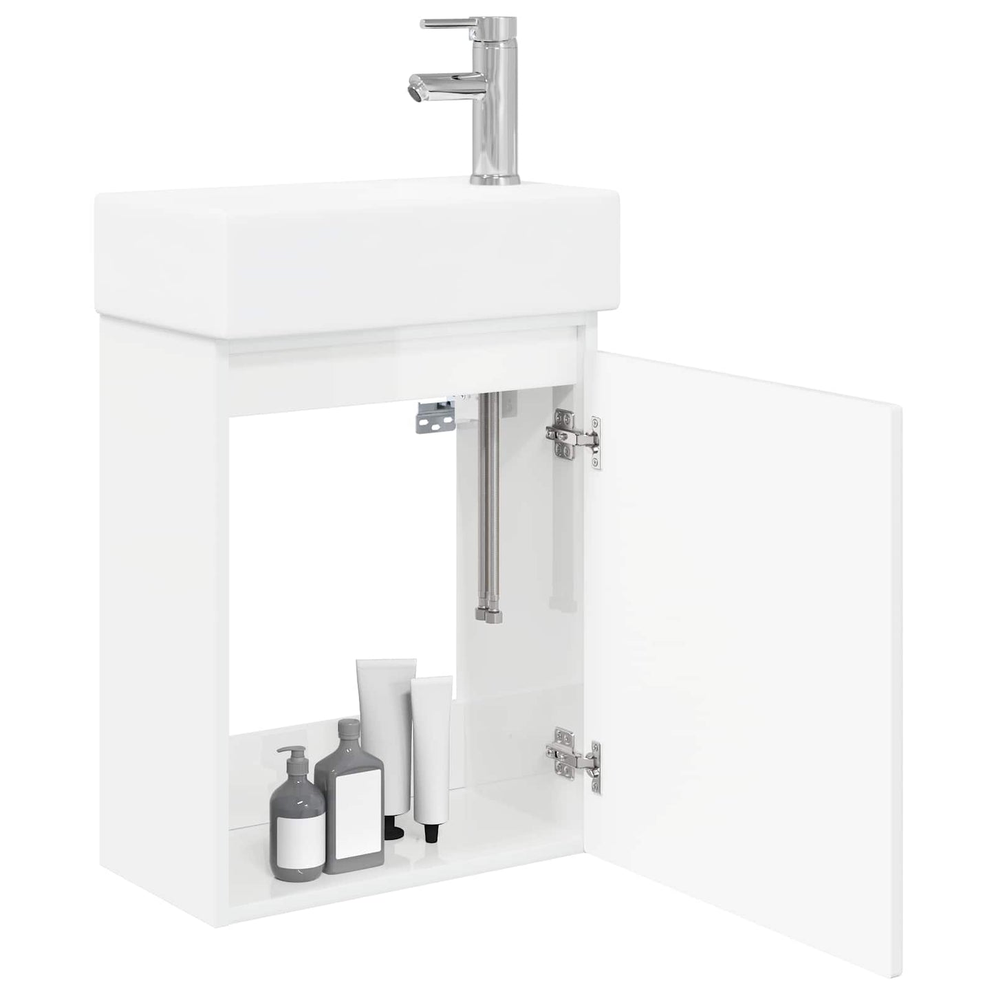 vidaXL Bathroom Vanity Unit with Tap High Gloss White
